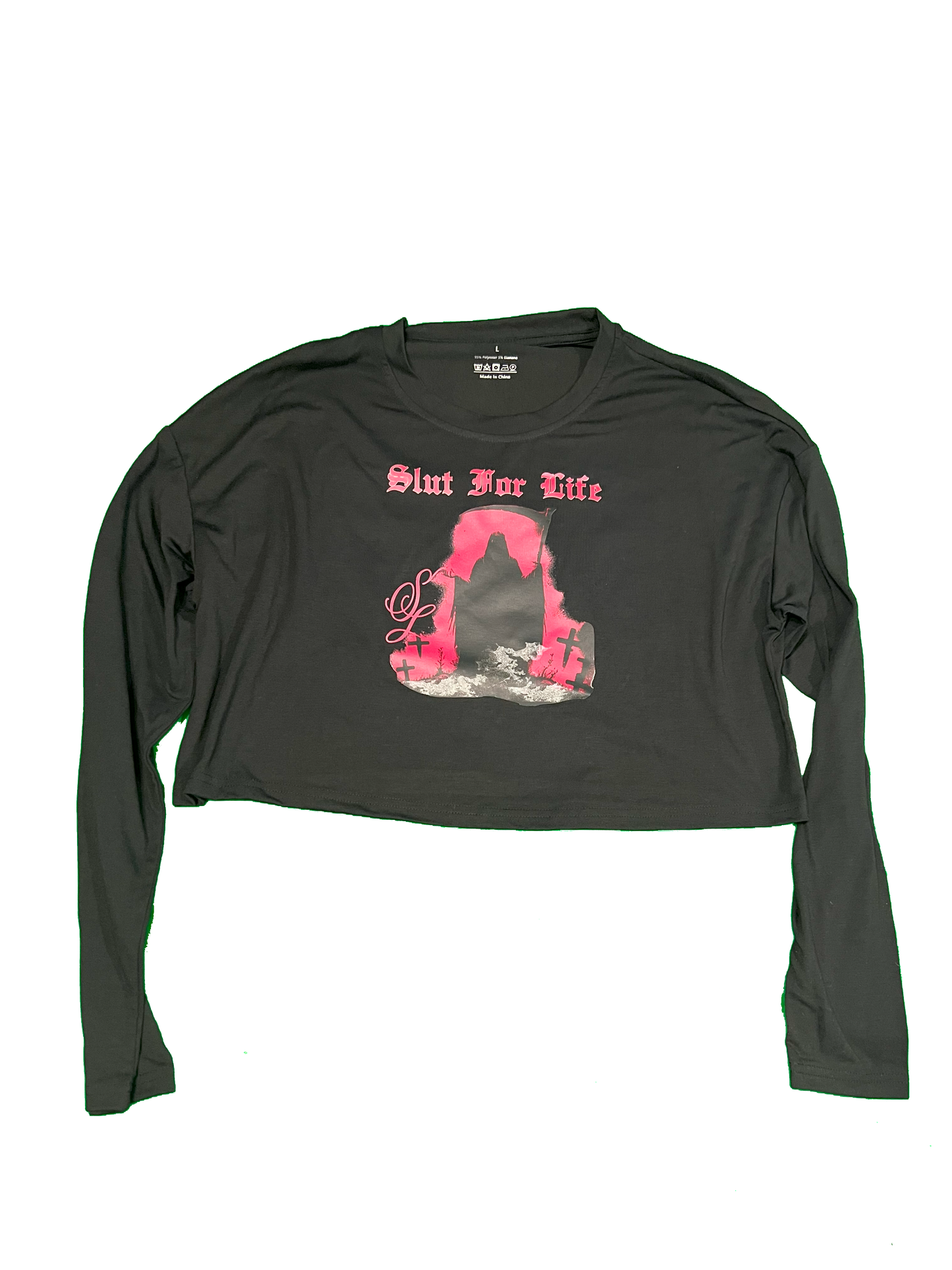Slut for Life Long Sleeve Crop Top
