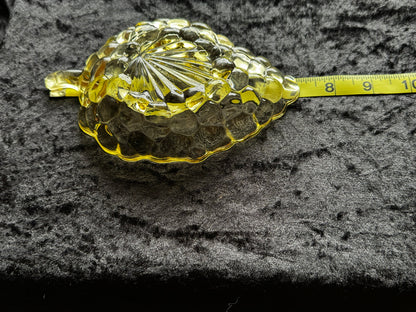 Anchor Hocking Grape Pattern Yellow Glass Grape Dish