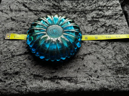 Hazel Atlas Blue Sunflower Pattern Dish