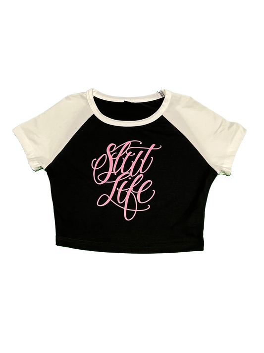 Slut Life Black & White Crop Tee