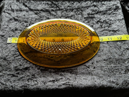 Vintage Amber Glass Diamond Tray