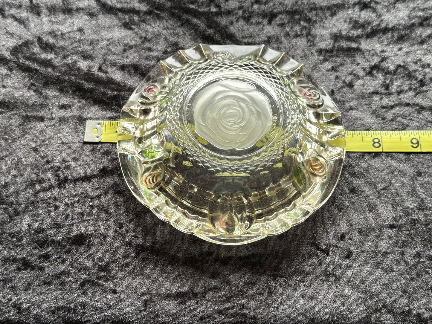FROSTED ROSE AND CLEAR BOWL ASHTRAY