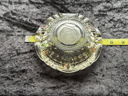 FROSTED ROSE AND CLEAR BOWL ASHTRAY