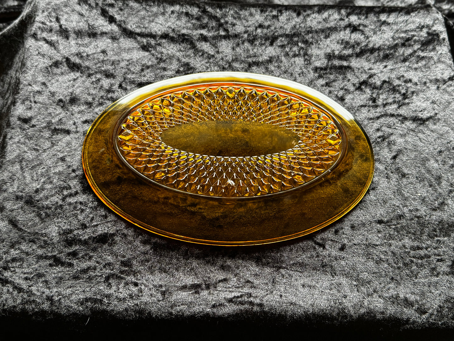 Vintage Amber Glass Diamond Tray