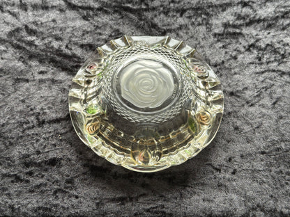 FROSTED ROSE AND CLEAR BOWL ASHTRAY