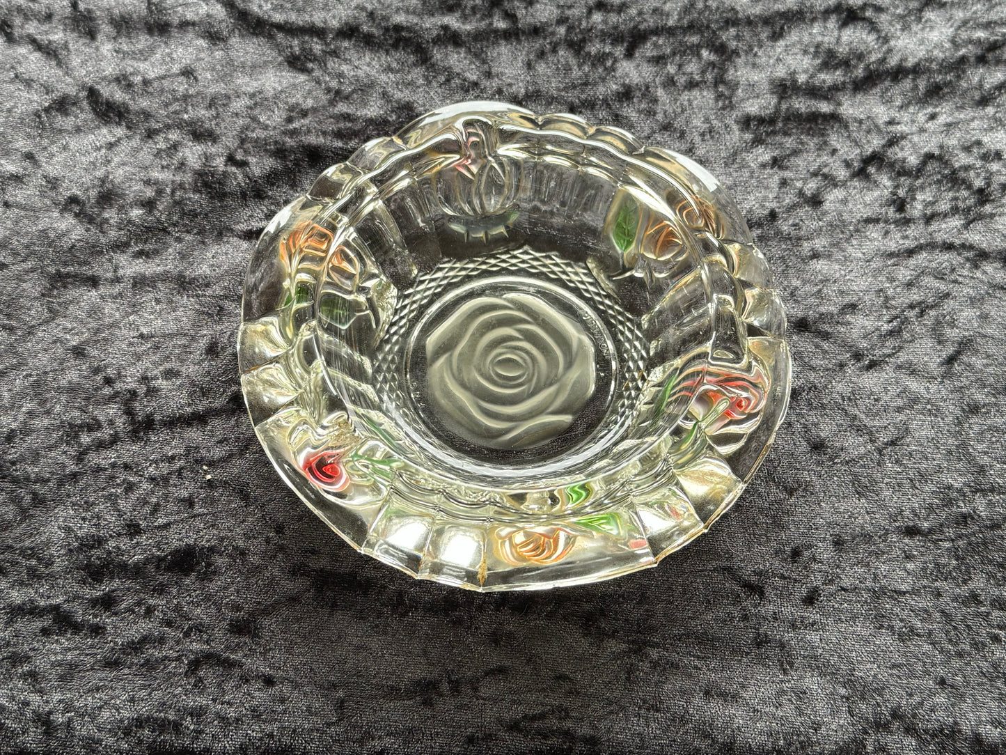 FROSTED ROSE AND CLEAR BOWL ASHTRAY