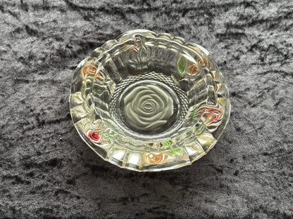 FROSTED ROSE AND CLEAR BOWL ASHTRAY