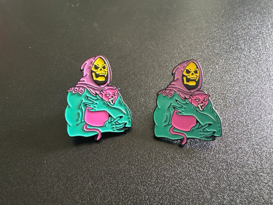Skeletor Loves Cats Pin