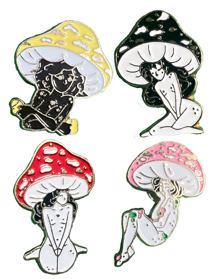 Mushroom Lady Pins