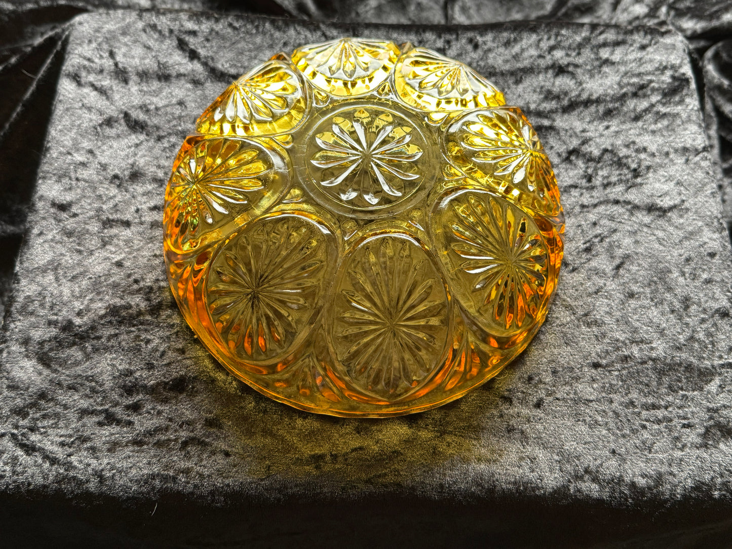 Anchor Hocking Amber Glass Bowl With Sunburst Design