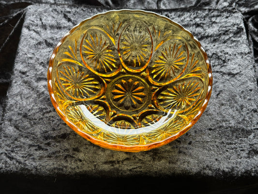 Anchor Hocking Amber Glass Bowl With Sunburst Design