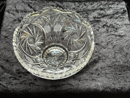 Vintage KIG Indonesia Crystal Glass Oyster Pearl Candy Dish With Lid